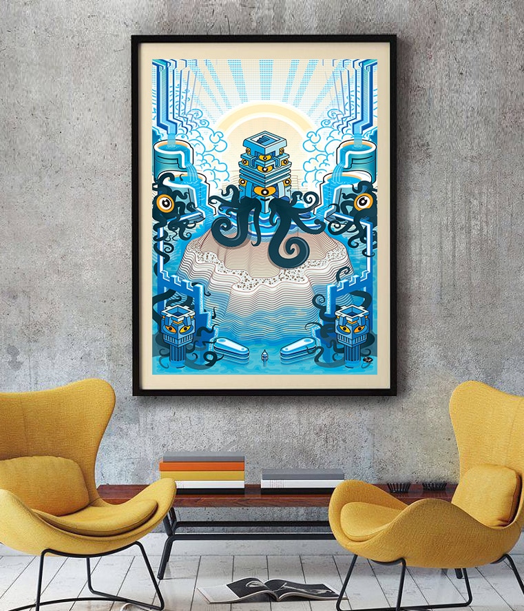 Poster-octopuss-interieur maison wallart