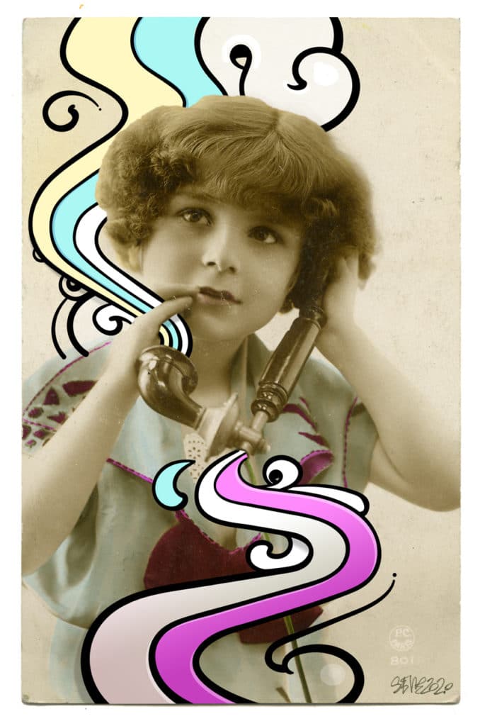 "La fille au téléphone" -  illustration infographie severin Leblanc 2022